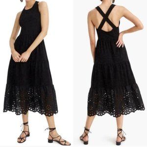 Tiered knit maxi dress with eyelet trim-L7712